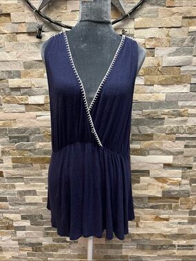 Universal Thread Navy V-Neck Swim Coverup with White Trim